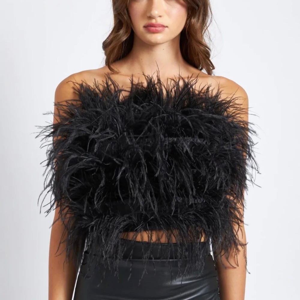 Black Feather Tube Top